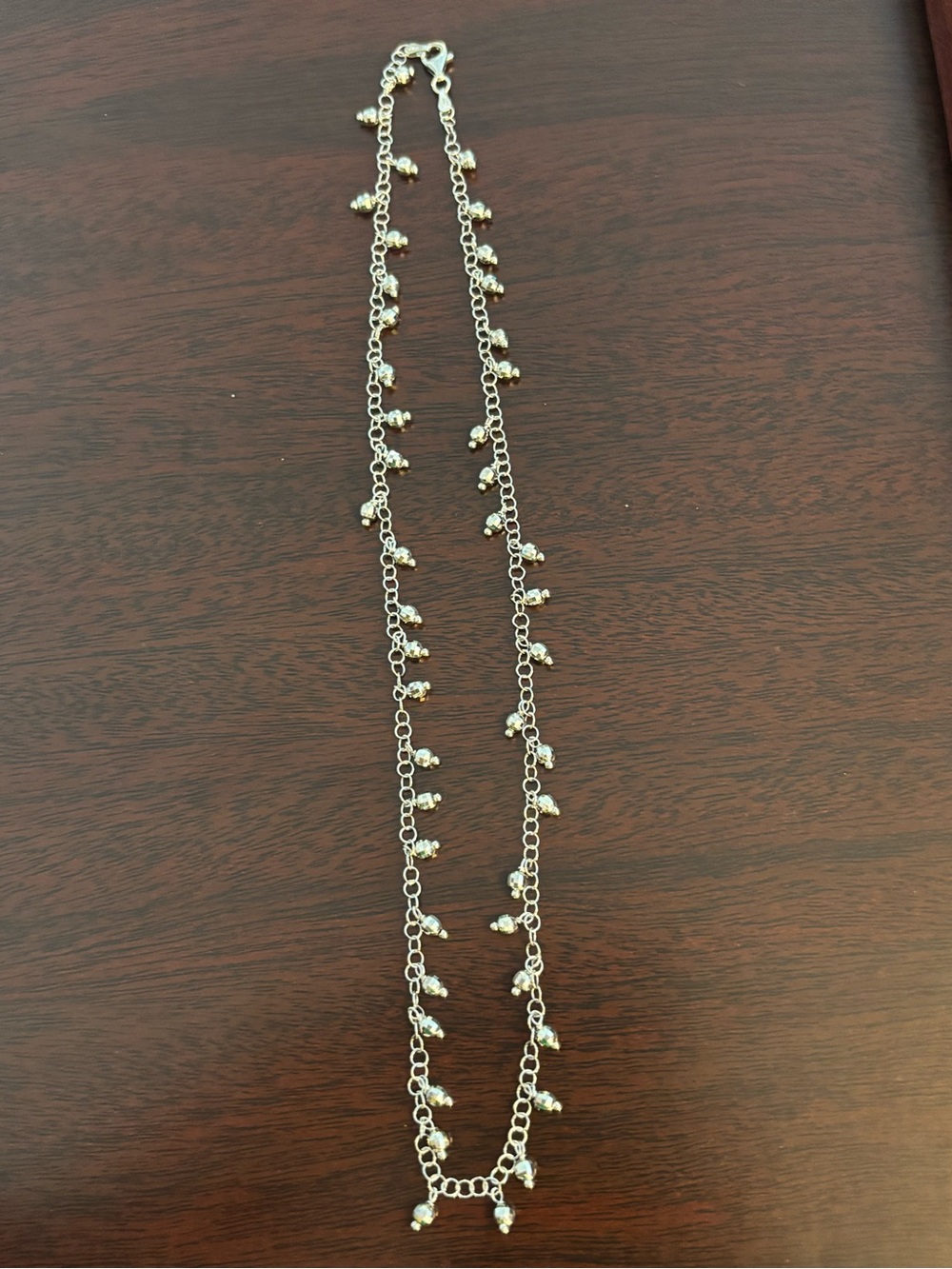 Delicate Sterling Silver Beaded Chain Necklace